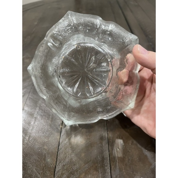 Vtg Clear Viking Glass Bowl Stockholm Lotus 6.25" 5-Petal Design MCM - Picture 7 of 7